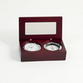 Clock & Compass in Wood Box